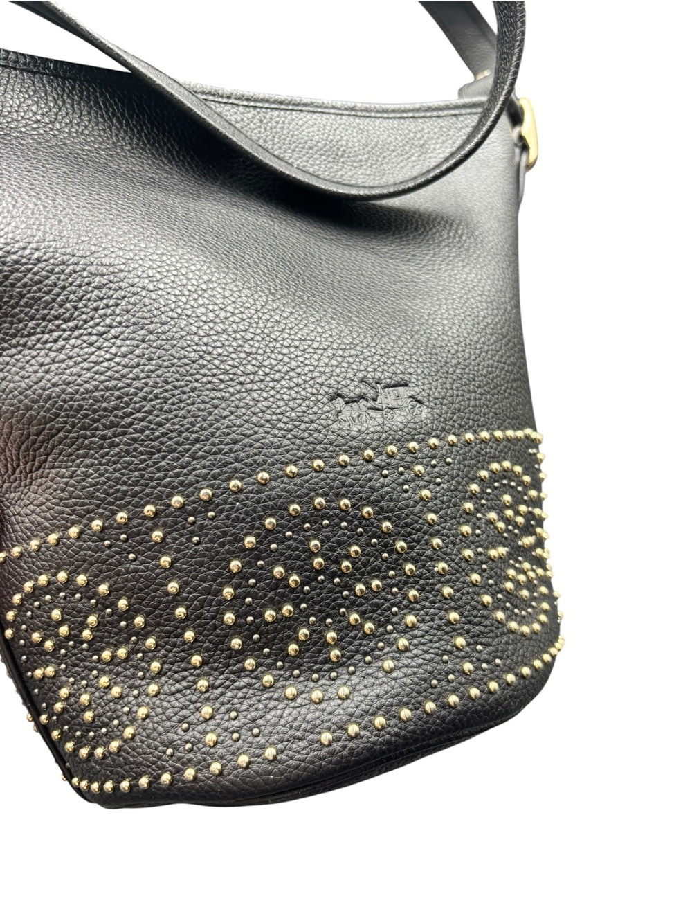COACH Prairie Rivets Studded Pebbled Leather Dufflette Crossbody Bag Black - Picture 6 of 10